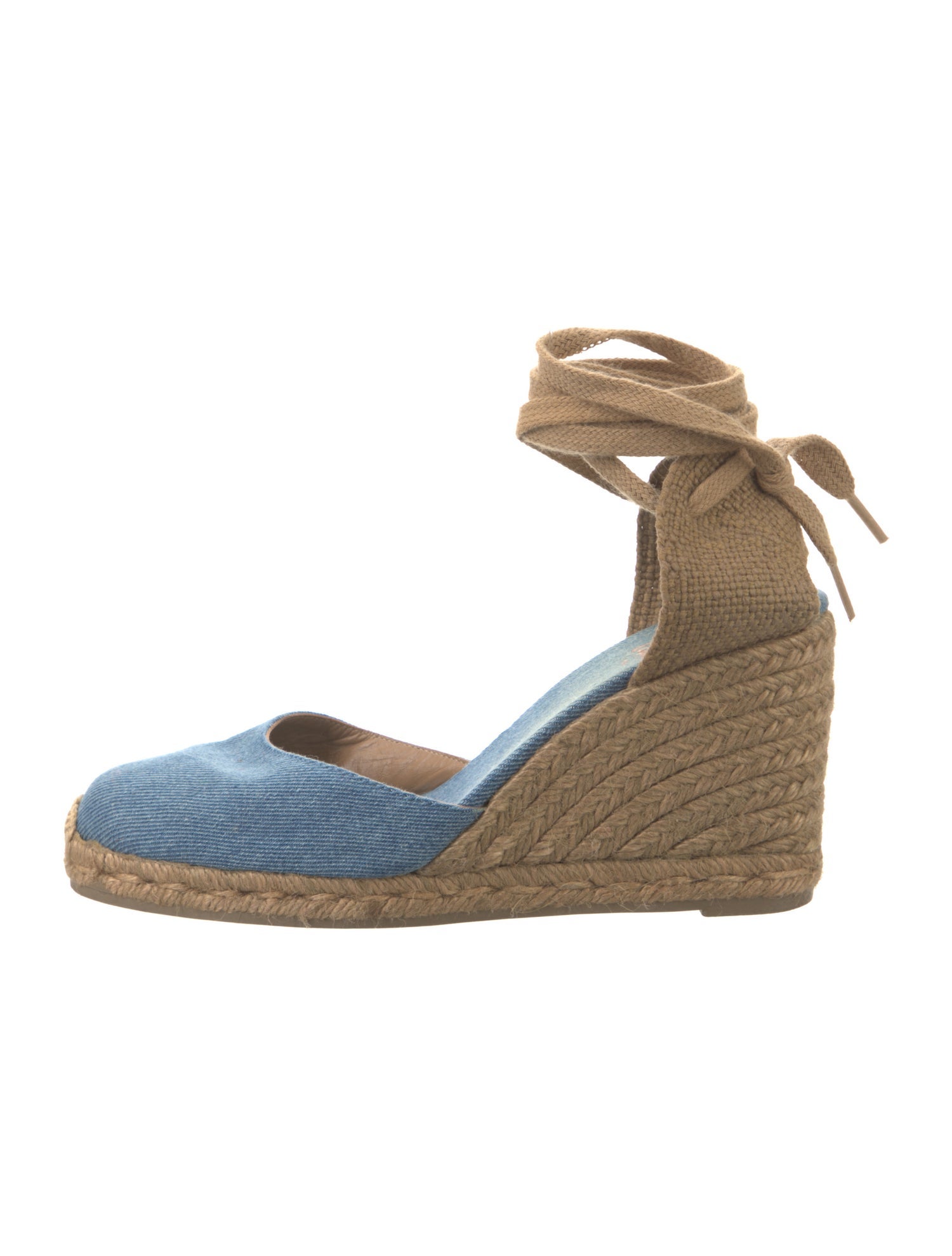 Castañer Denim Colorblock Pattern D'Orsay Pumps