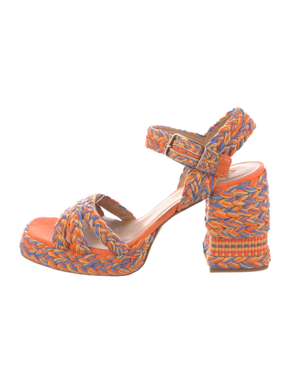 Castañer Sandals Orange Patterned Platform Crosso… - image 1