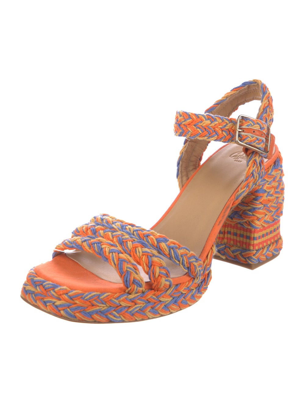 Castañer Sandals Orange Patterned Platform Crosso… - image 2