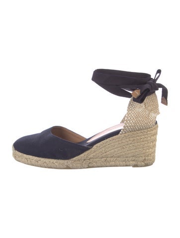 Pre-owned Castaã±er Canvas Colorblock Pattern D'orsay Pumps In Blue