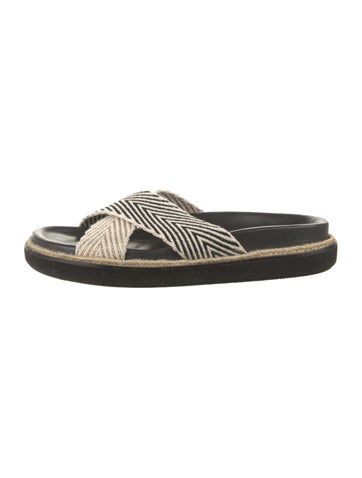 Pre-owned Castaã±er Striped Slides In Neutrals