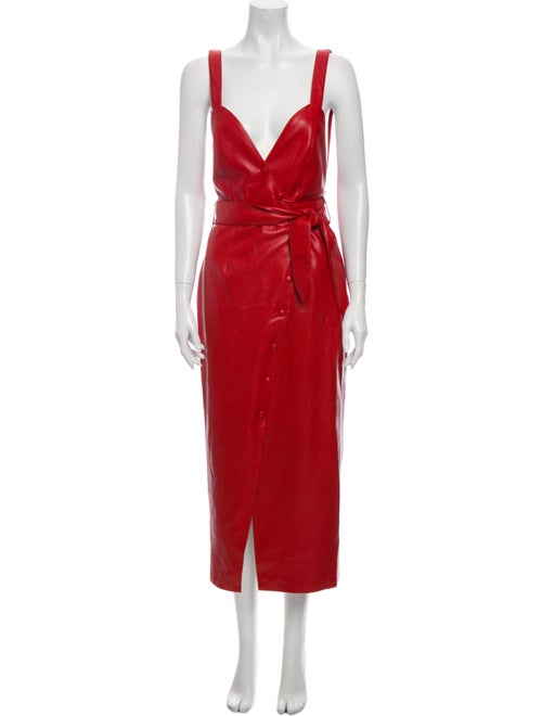 Nanushka Plunge Neckline Long Dress Red