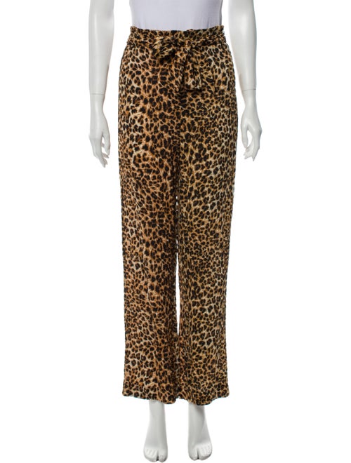 Nanushka Animal Print Wide Leg Pants Brown