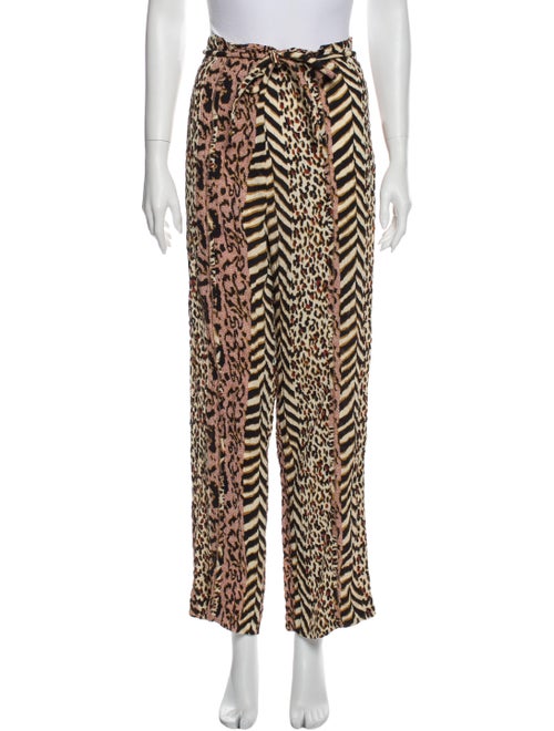 Nanushka Animal Print Wide Leg Pants Brown