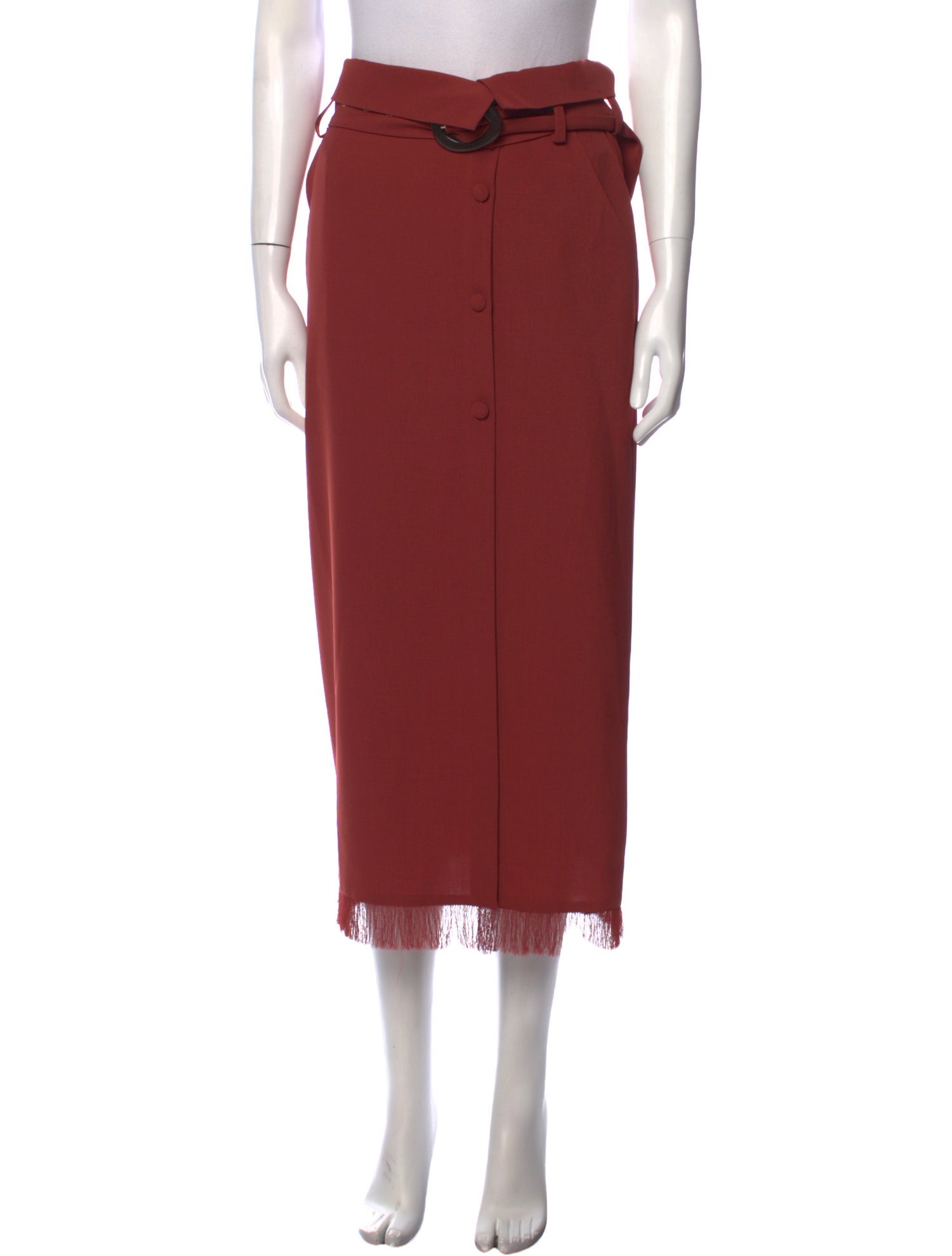 Nanushka Fringe Trim Accent Midi Length Skirt