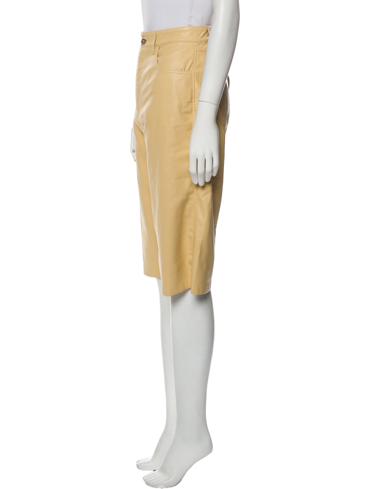 Petar Petrov Lamb Leather KneeLength Shorts Brown, 14.25" Rise