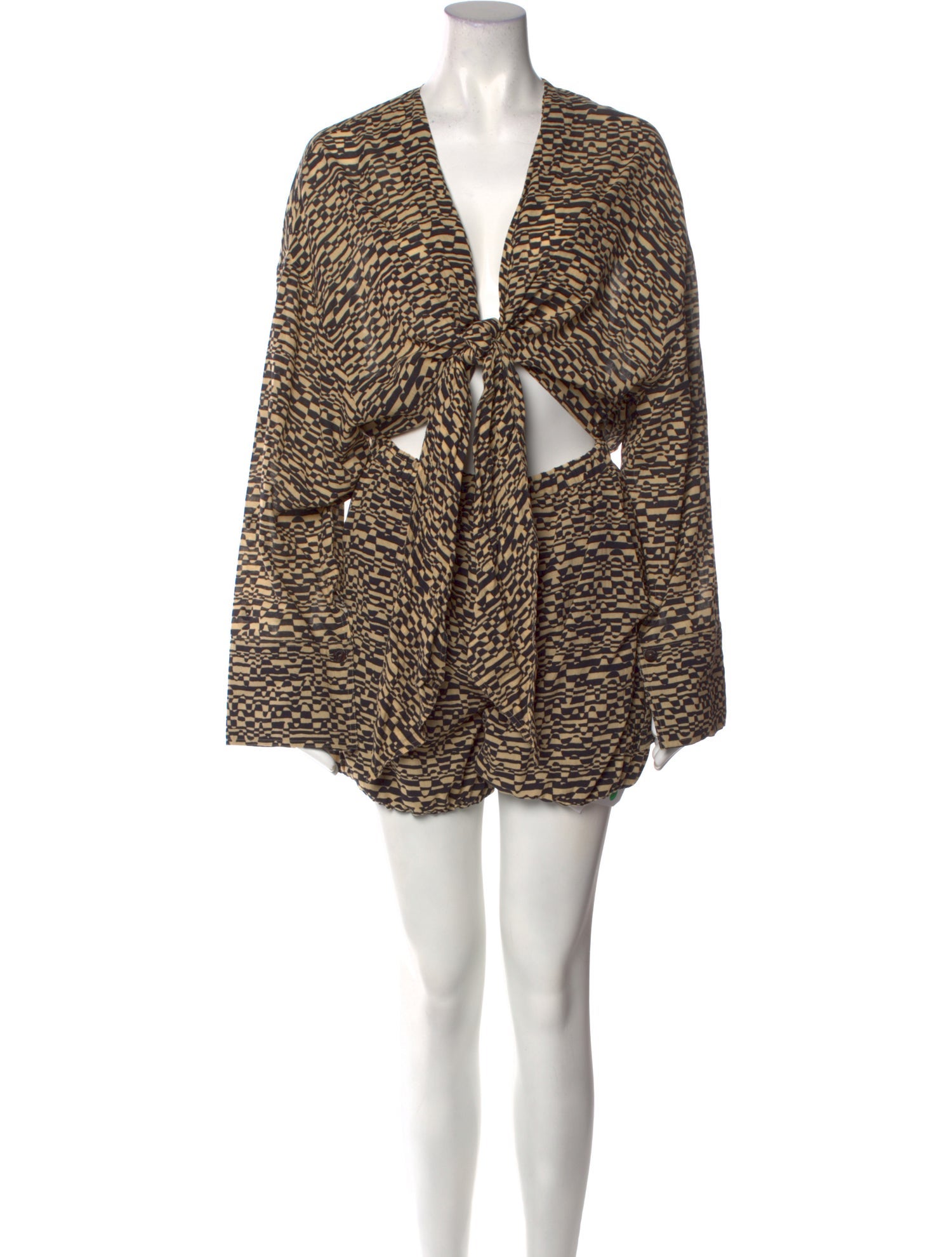 Nanushka Printed Cowl Neck Romper