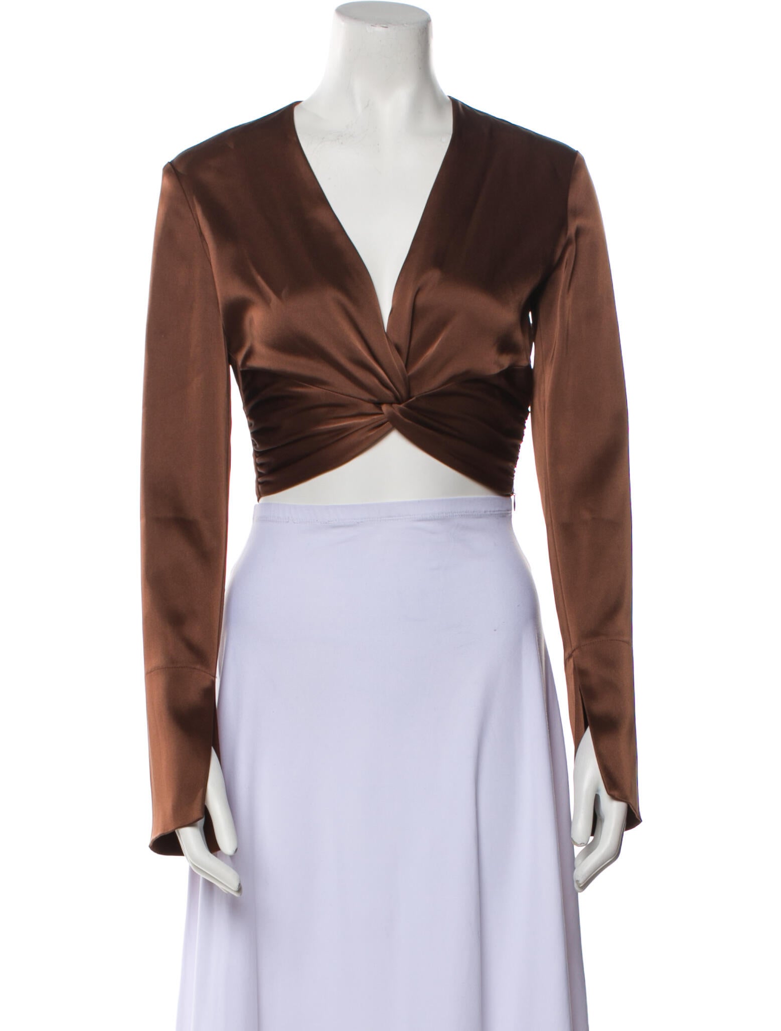 Nanushka V-Neck Long Sleeve Crop Top