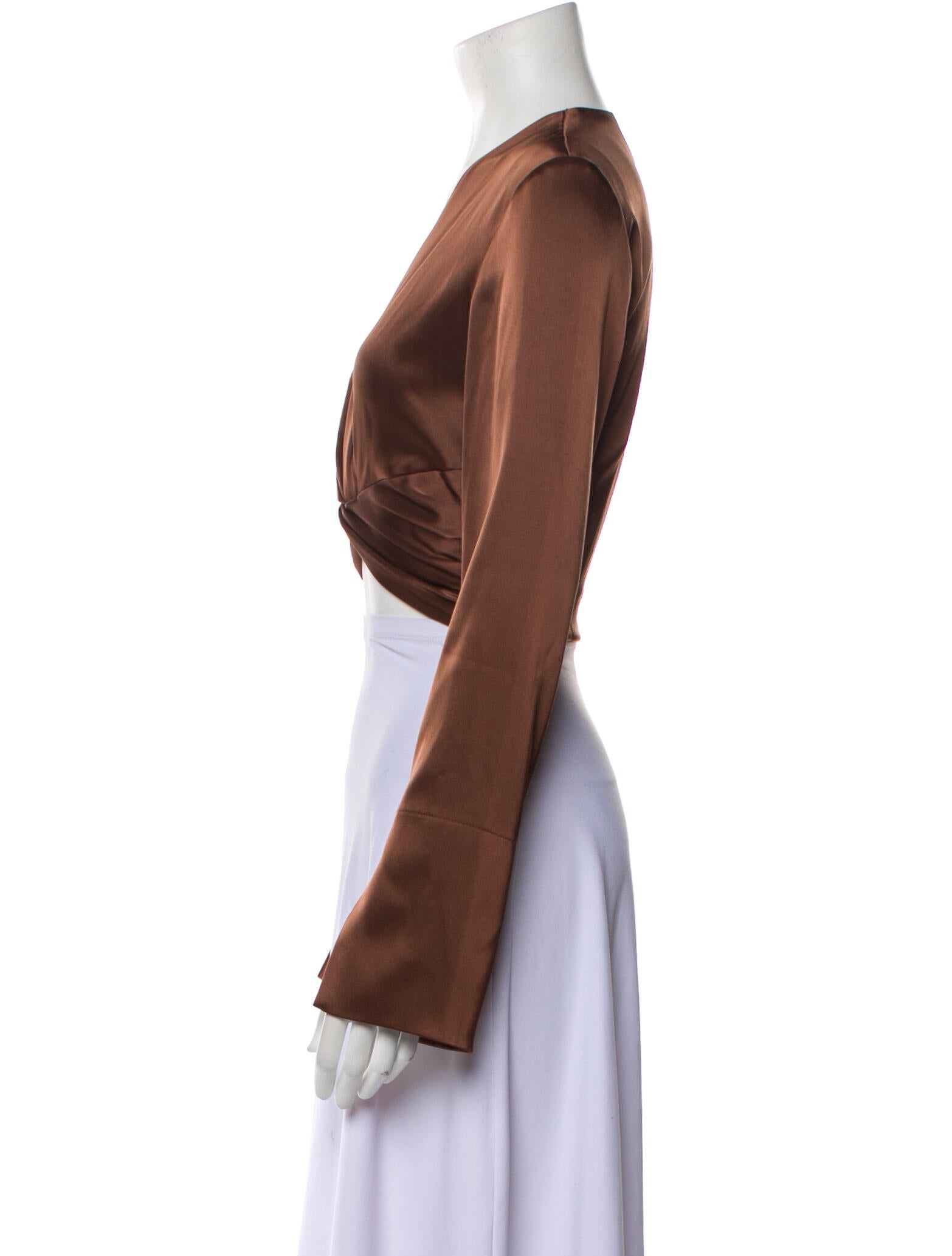 Nanushka V-Neck Long Sleeve Crop Top