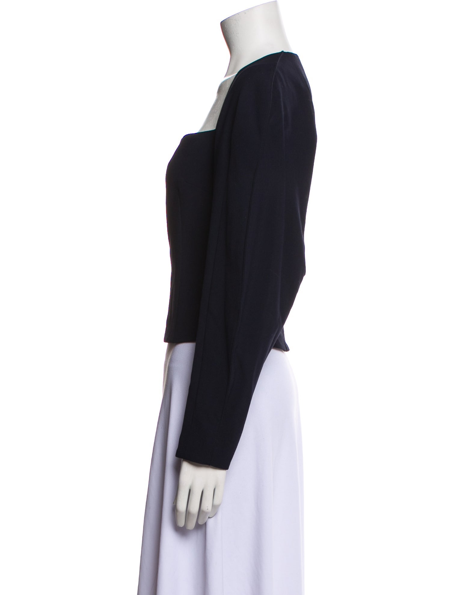 Nanushka Square Neckline Long Sleeve Crop Top