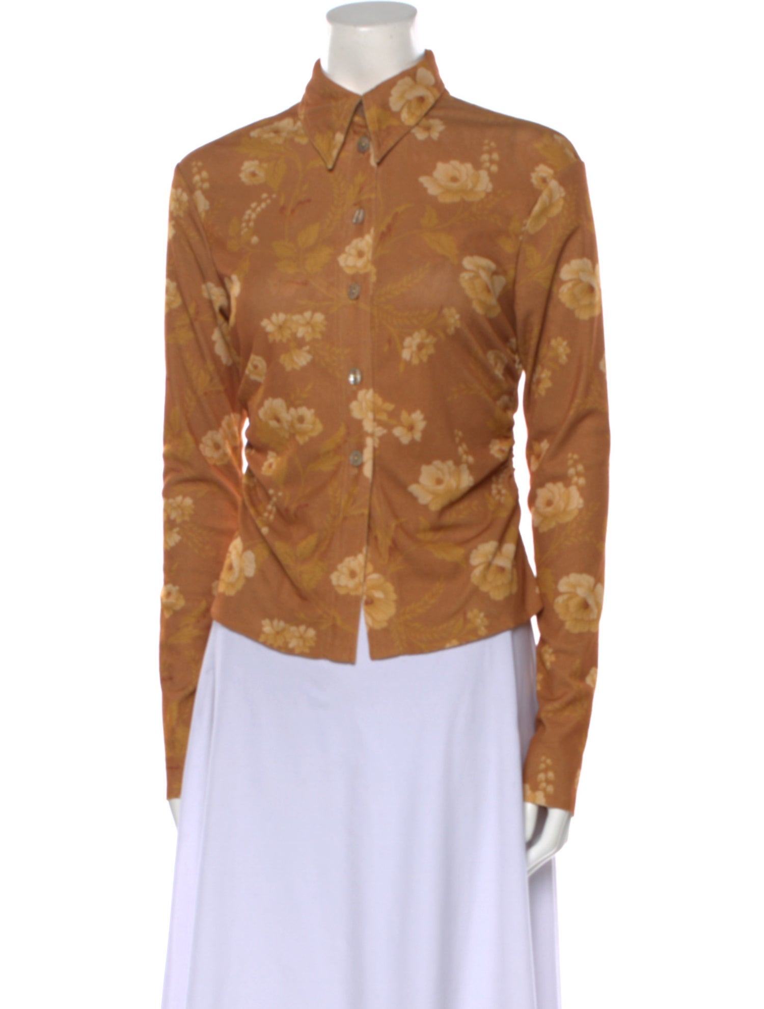 Nanushka Floral Print Long Sleeve Button-Up Top