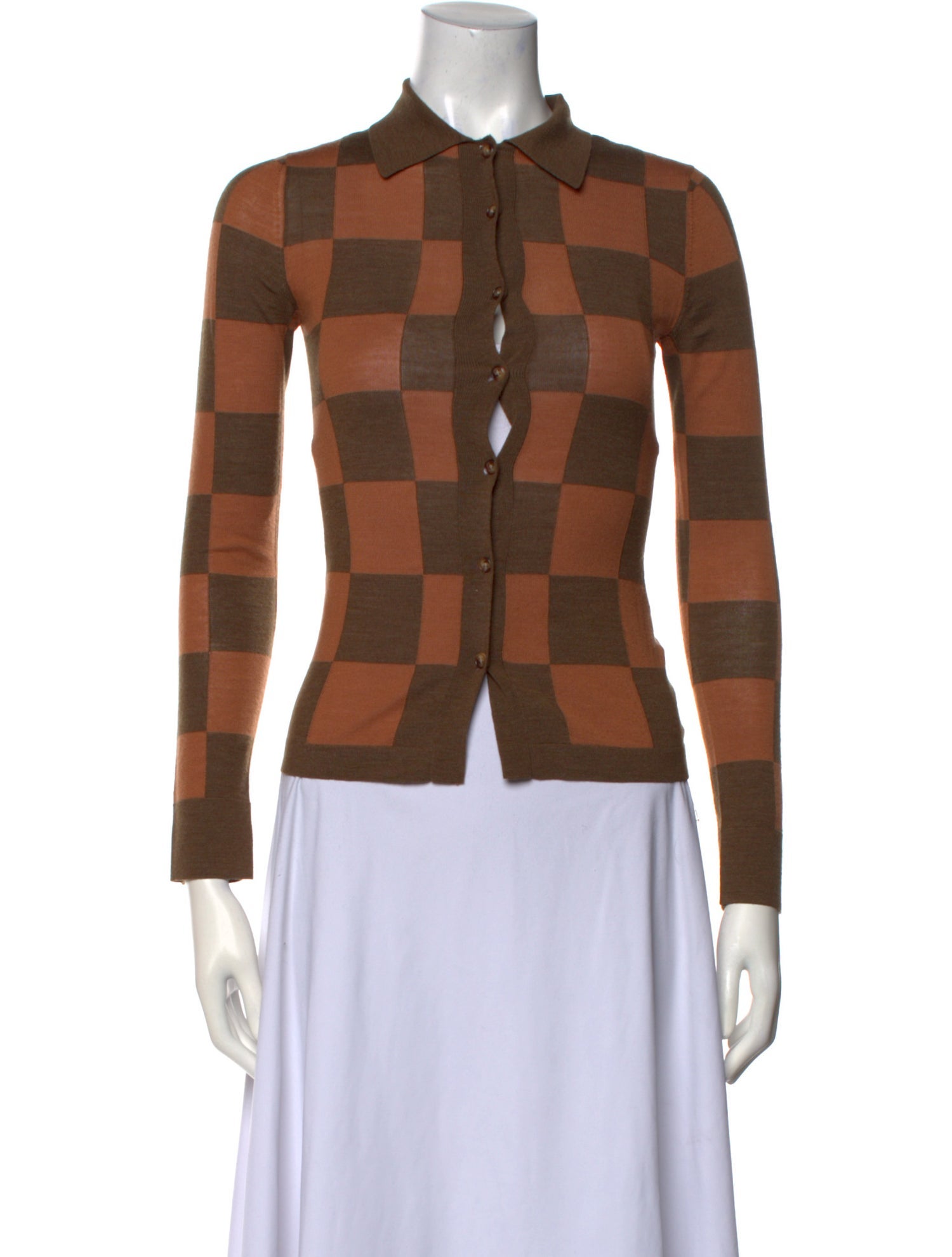 Nanushka Merino Wool Plaid Print Sweater