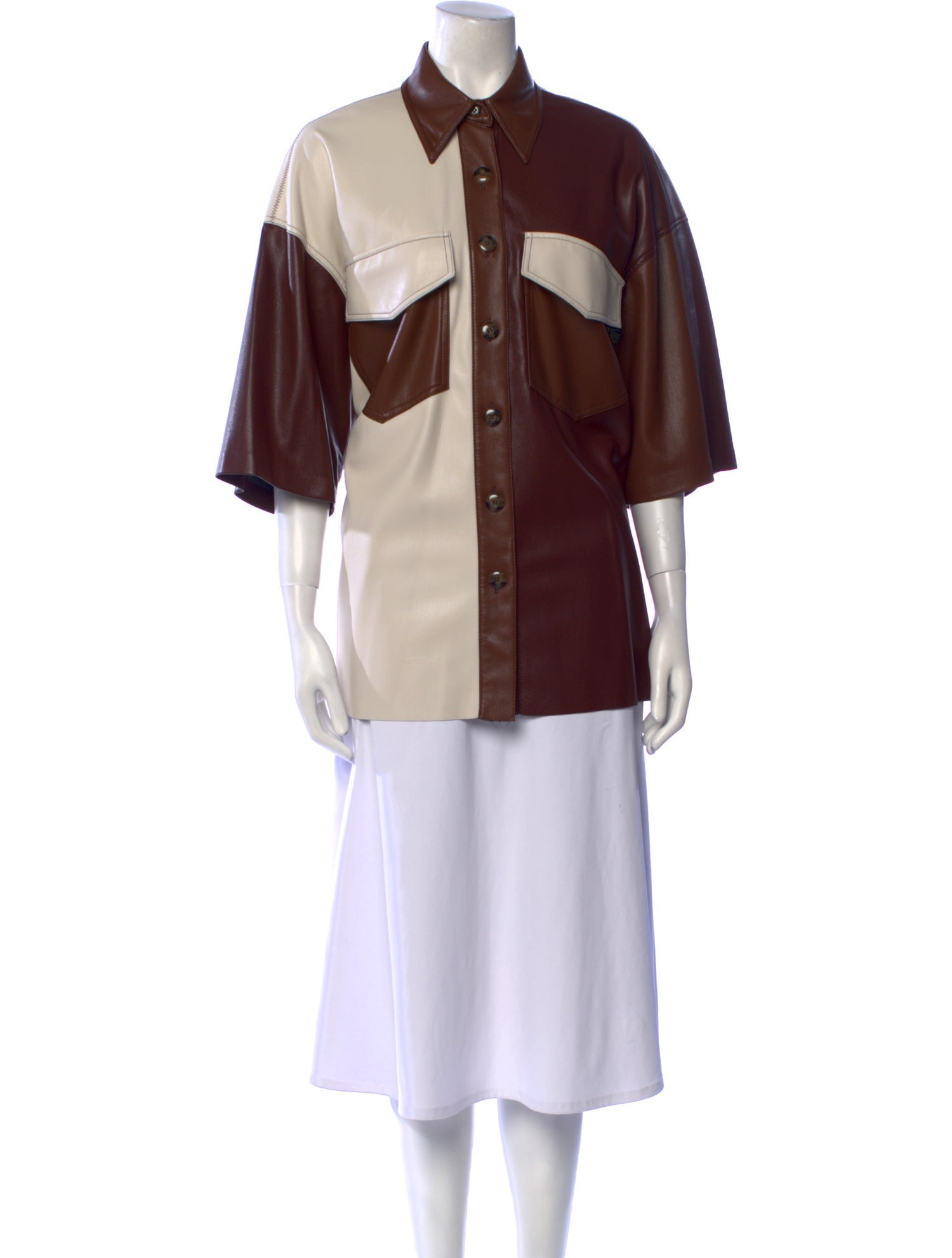 Nanushka Colorblock Pattern Three-Quarter Sleeve Tunic w/ Tags