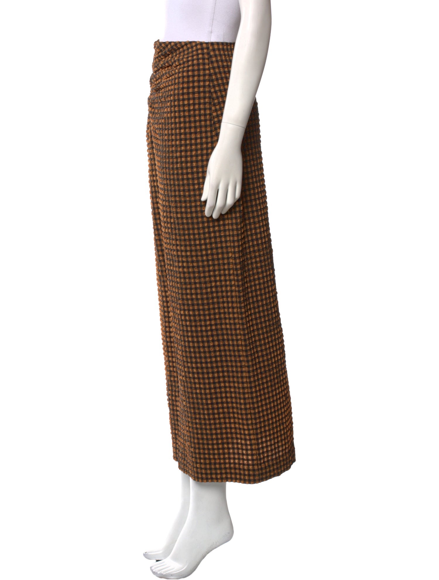 Nanushka Plaid Print Midi Length Skirt