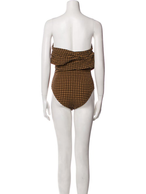 Nanushka Plaid Print Strapless Bodysuit