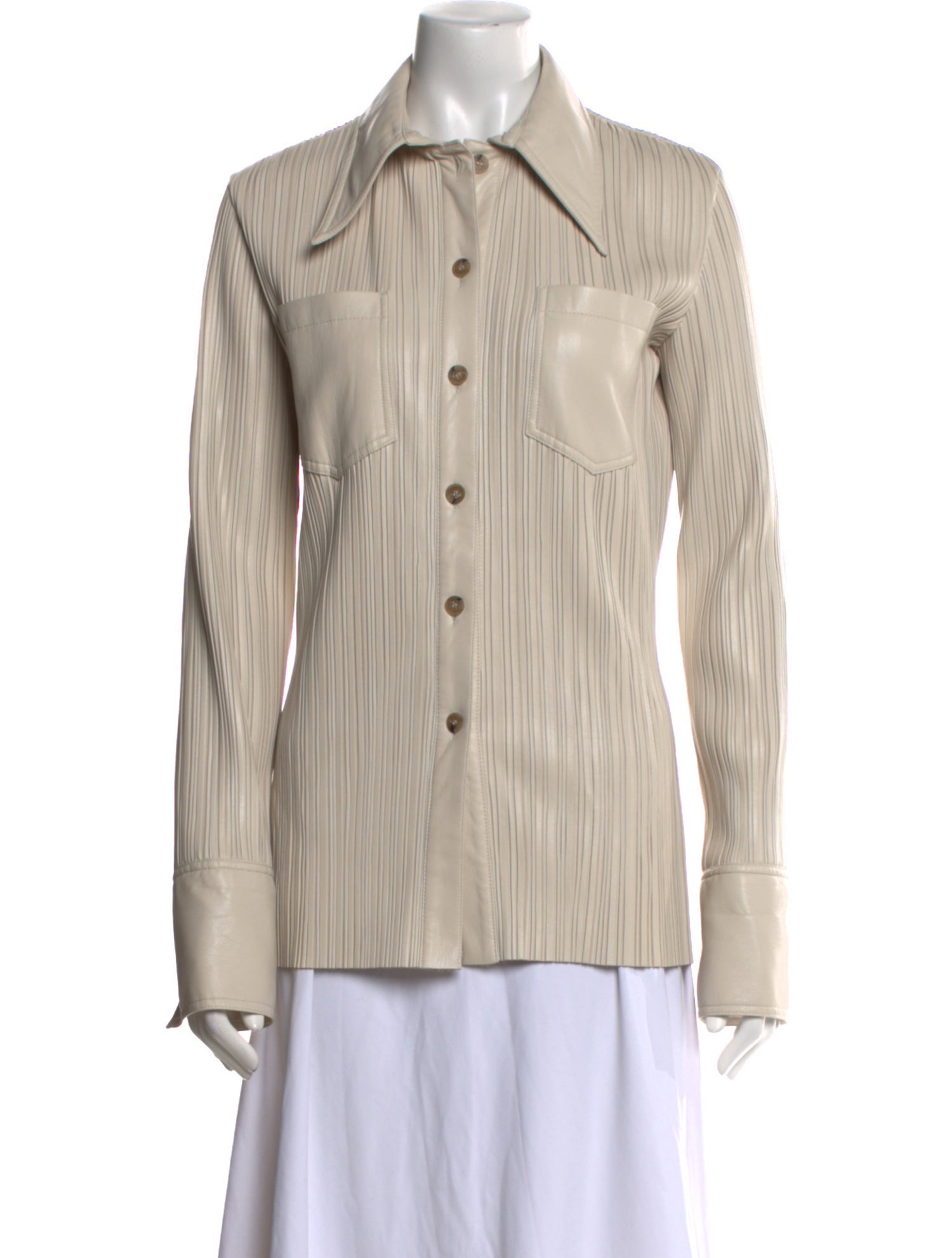 Nanushka Striped Long Sleeve Button-Up Top