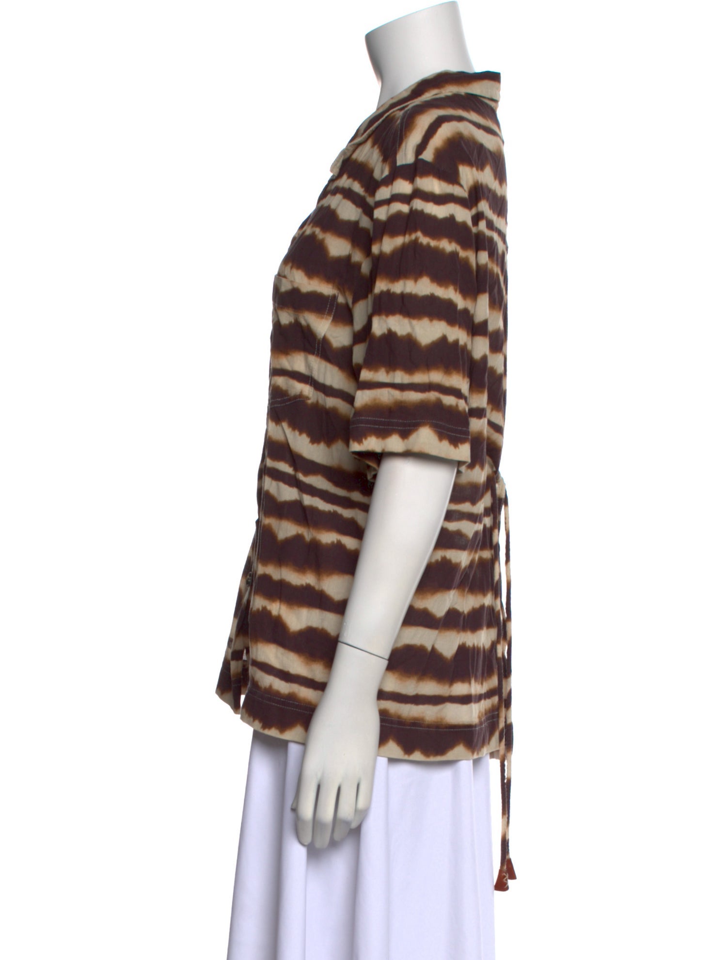 Nanushka Striped Short Sleeve Button-Up Top