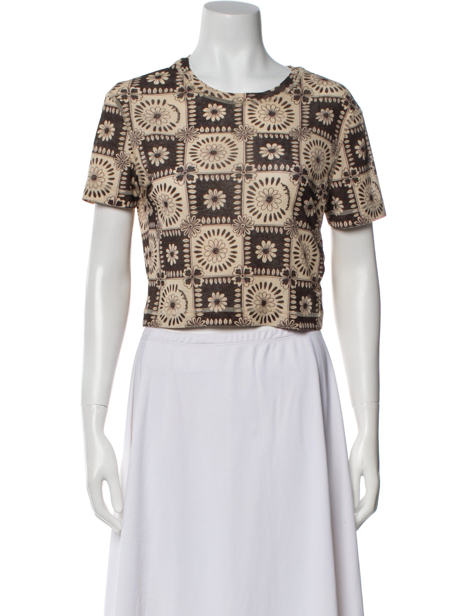 Nanushka Printed Scoop Neck Crop Top