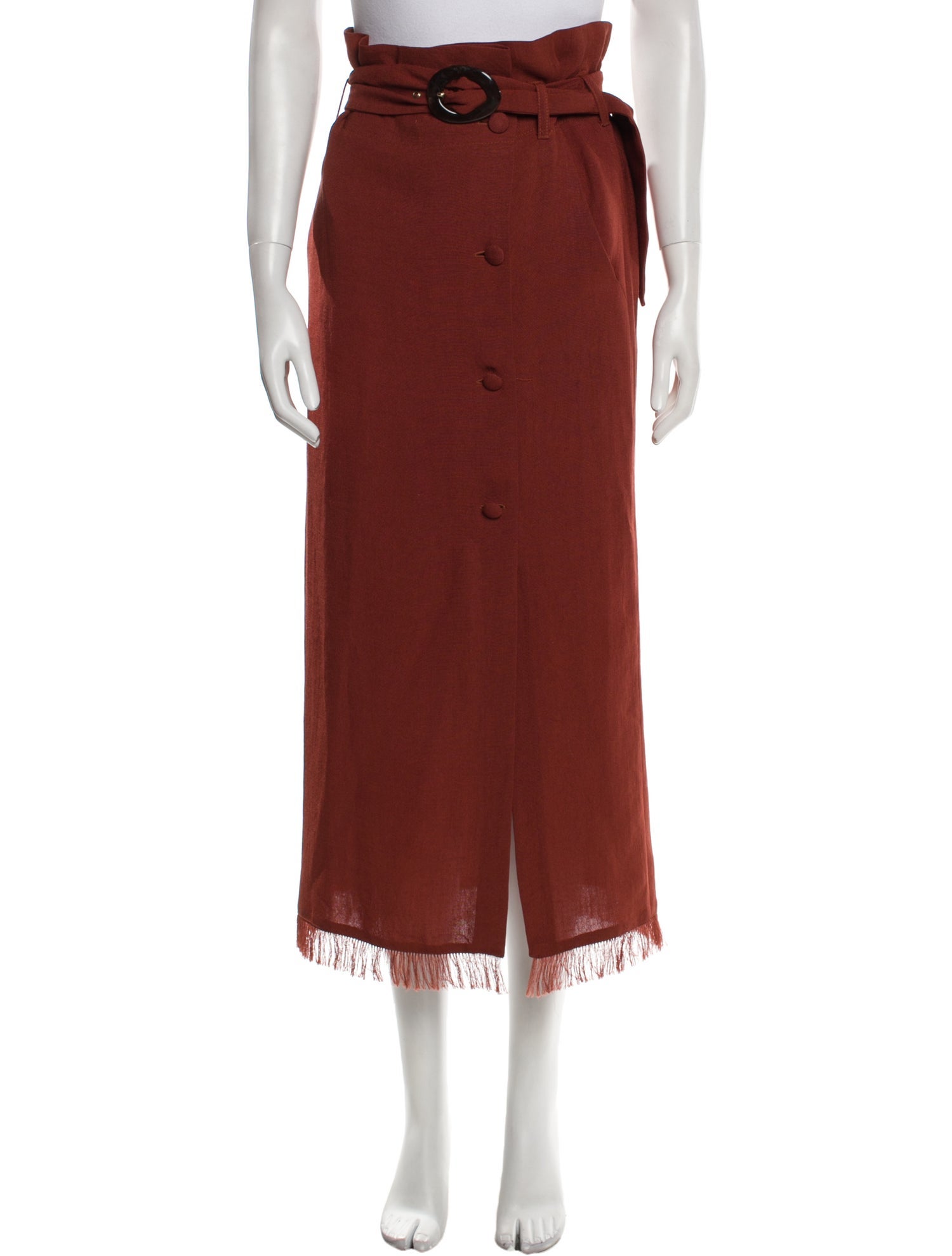 Nanushka Fringe Trim Accent Midi Length Skirt