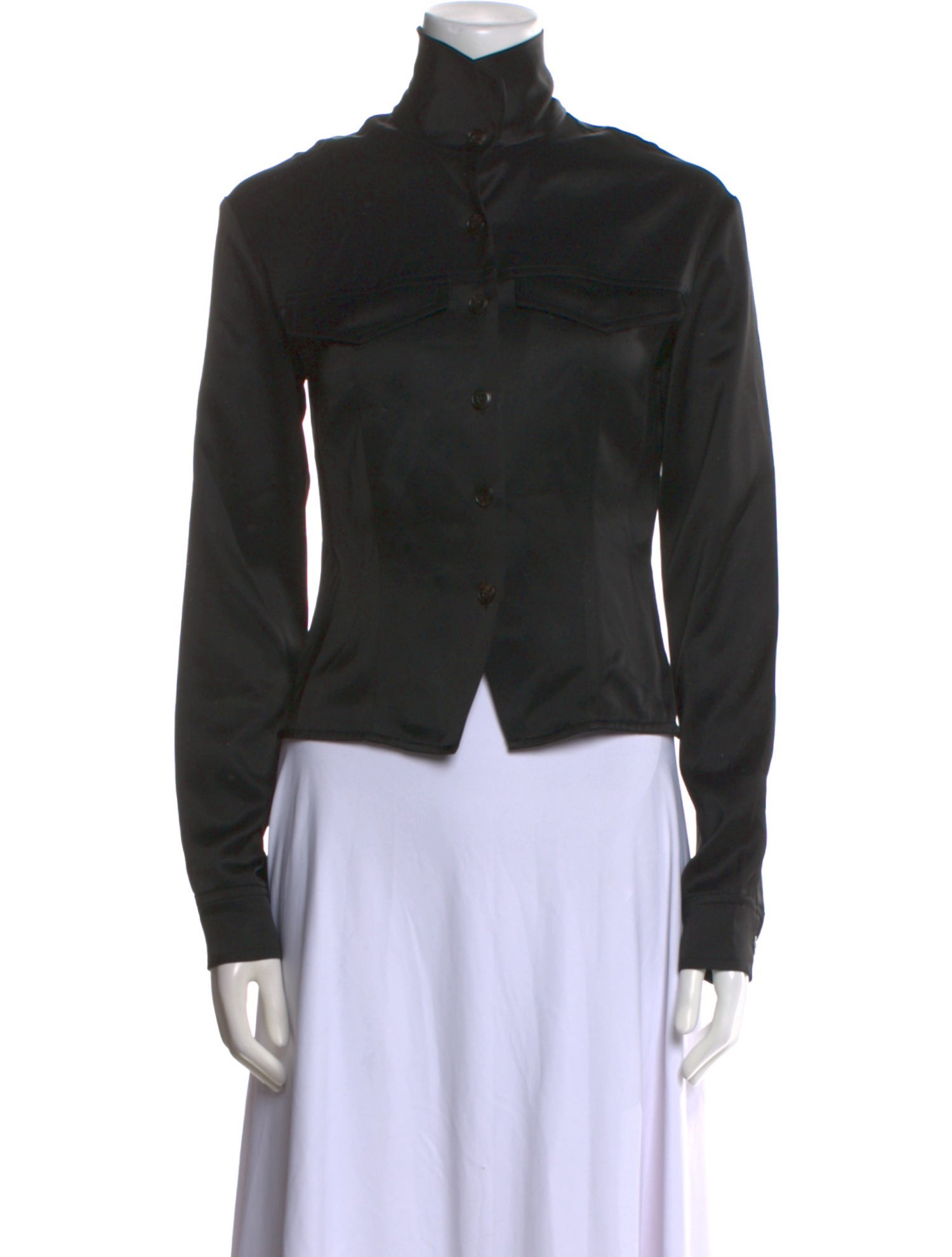 Nanushka Turtleneck Long Sleeve Button-Up Top w/ Tags
