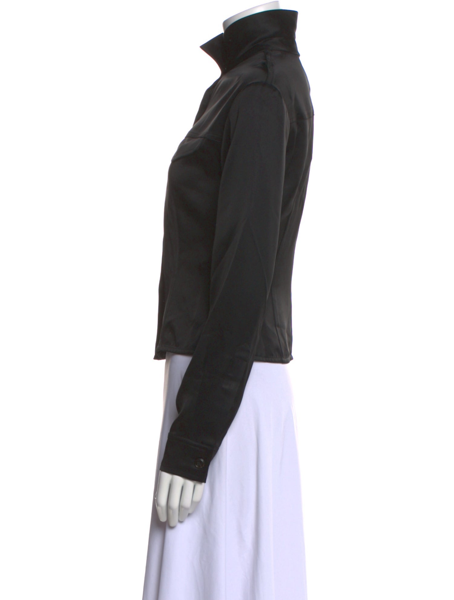 Nanushka Turtleneck Long Sleeve Button-Up Top w/ Tags