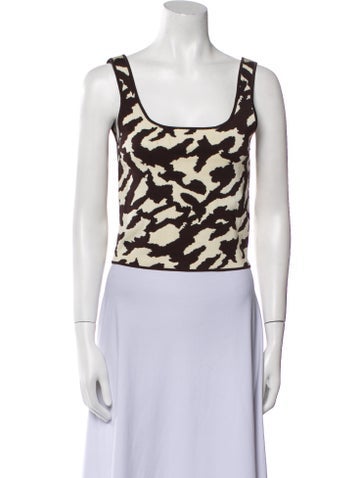 Nanushka Tops Animal Print Square Neckline Crop Top M