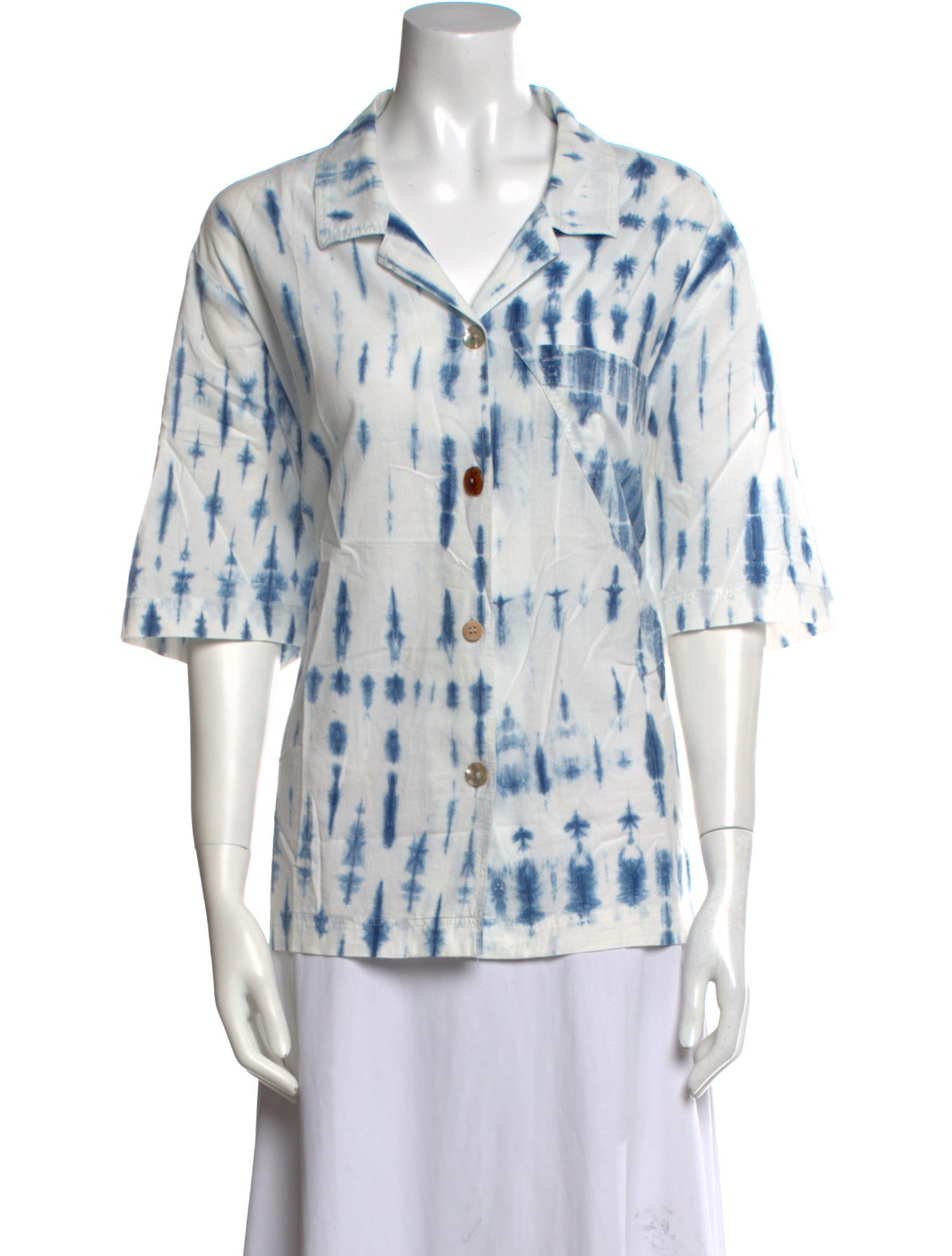 Nanushka Tie-Dye Print V-Neck Button-Up Top