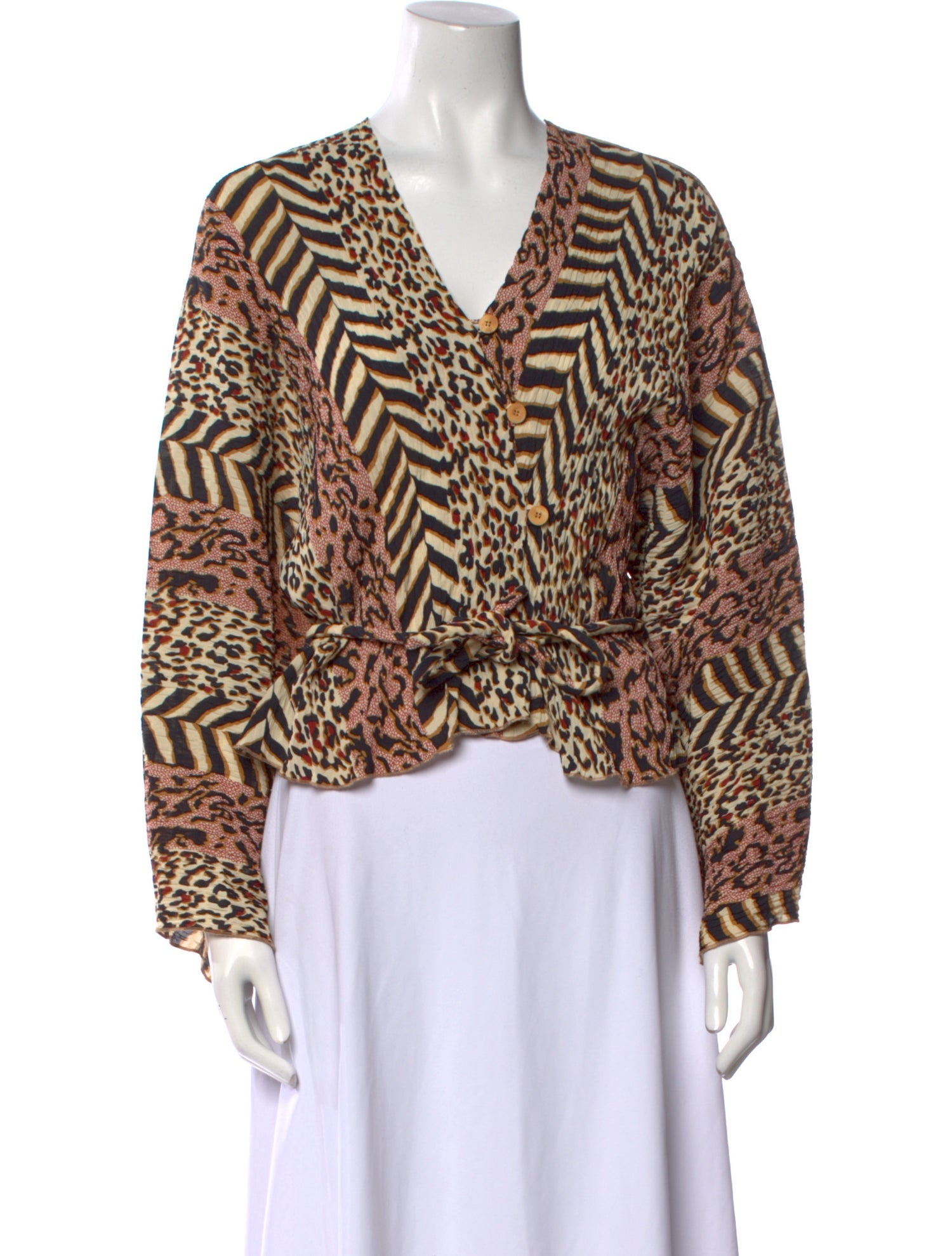 Nanushka Animal Print V-Neck Blouse
