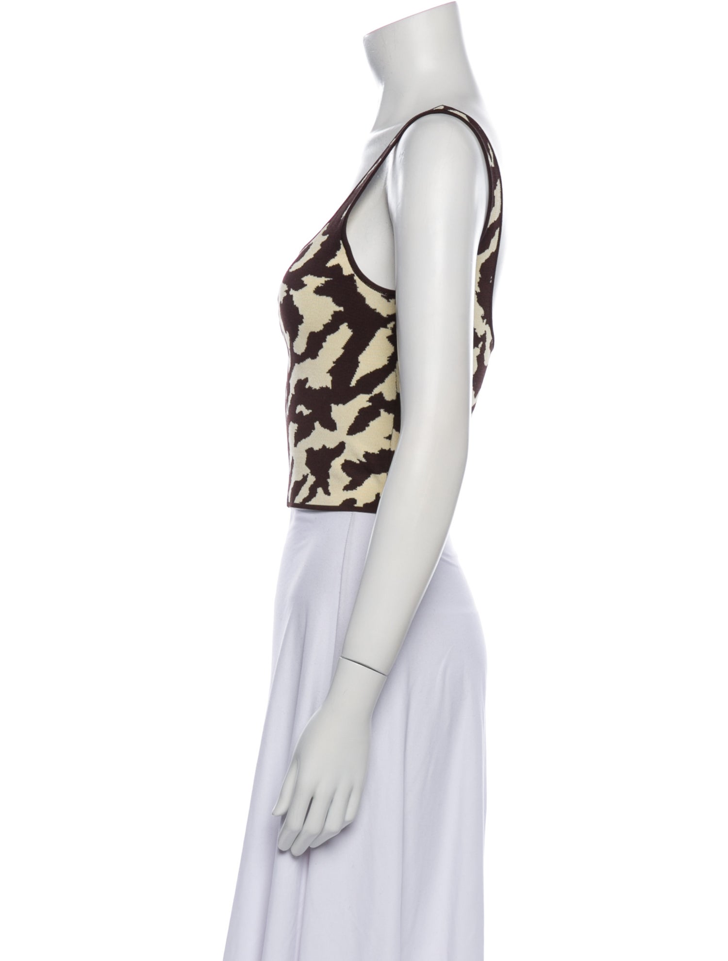 Nanushka Animal Print Scoop Neck Crop Top