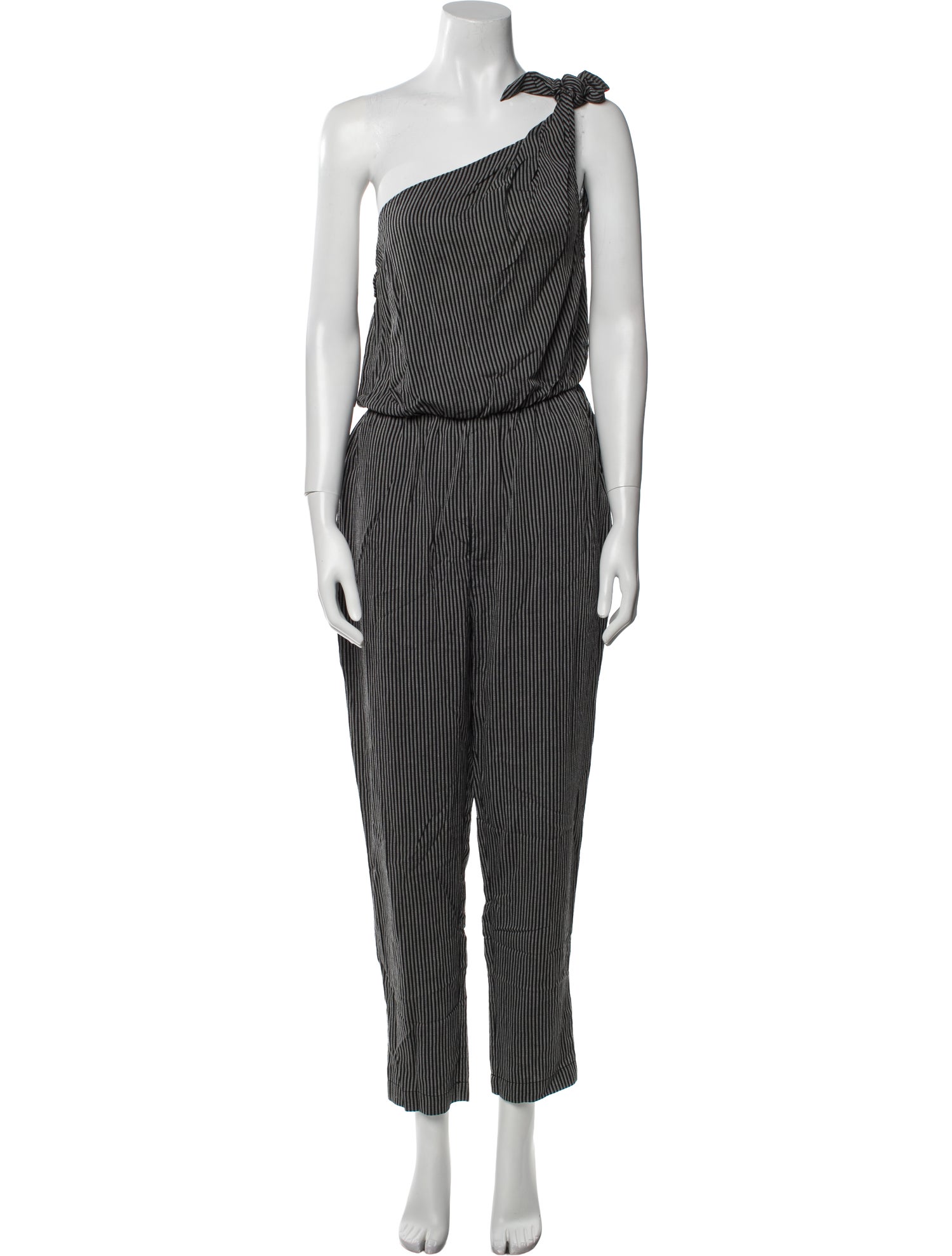 Nanushka Striped One-Shoulder Jumpsuit