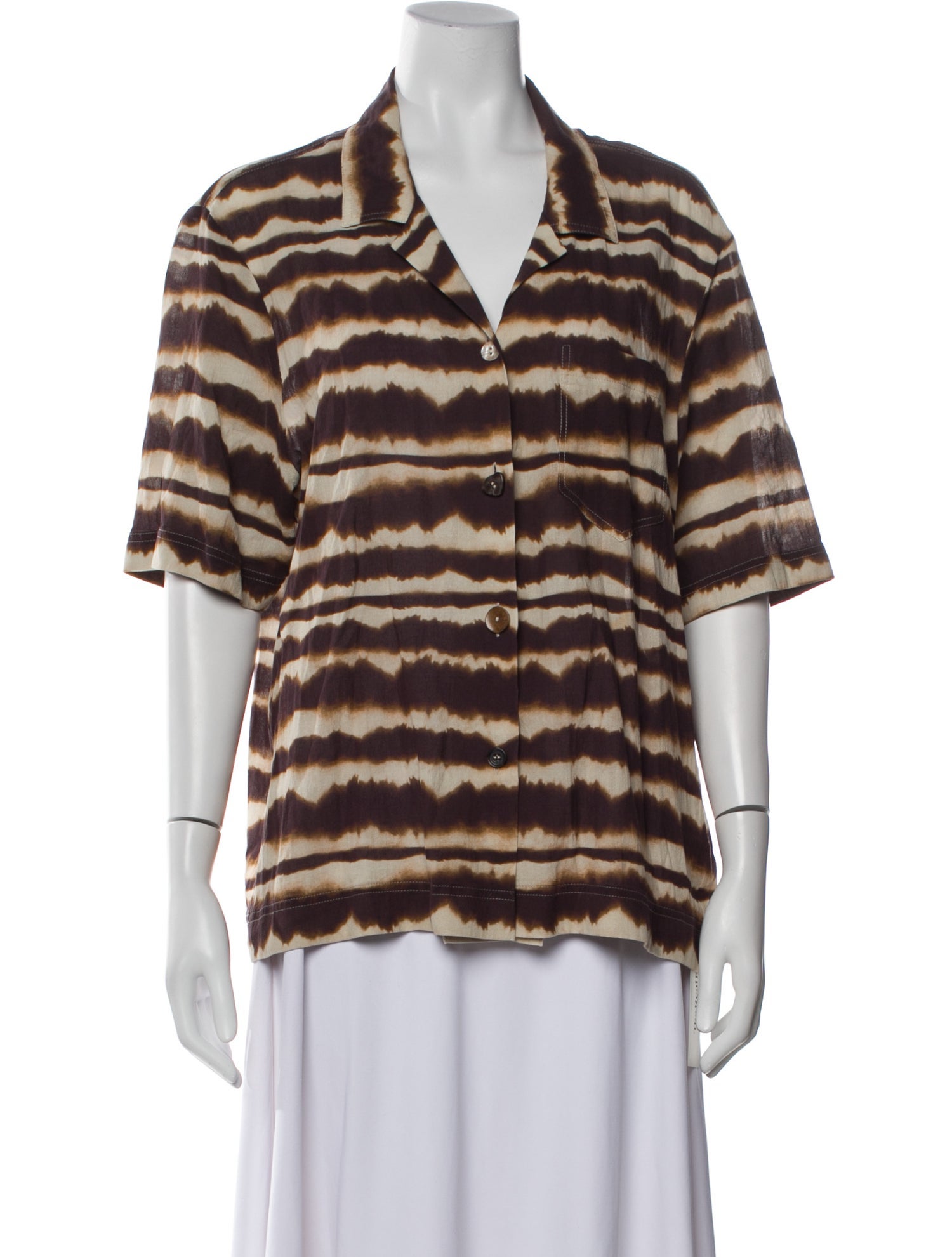 Nanushka Tie-Dye Print Short Sleeve Button-Up Top