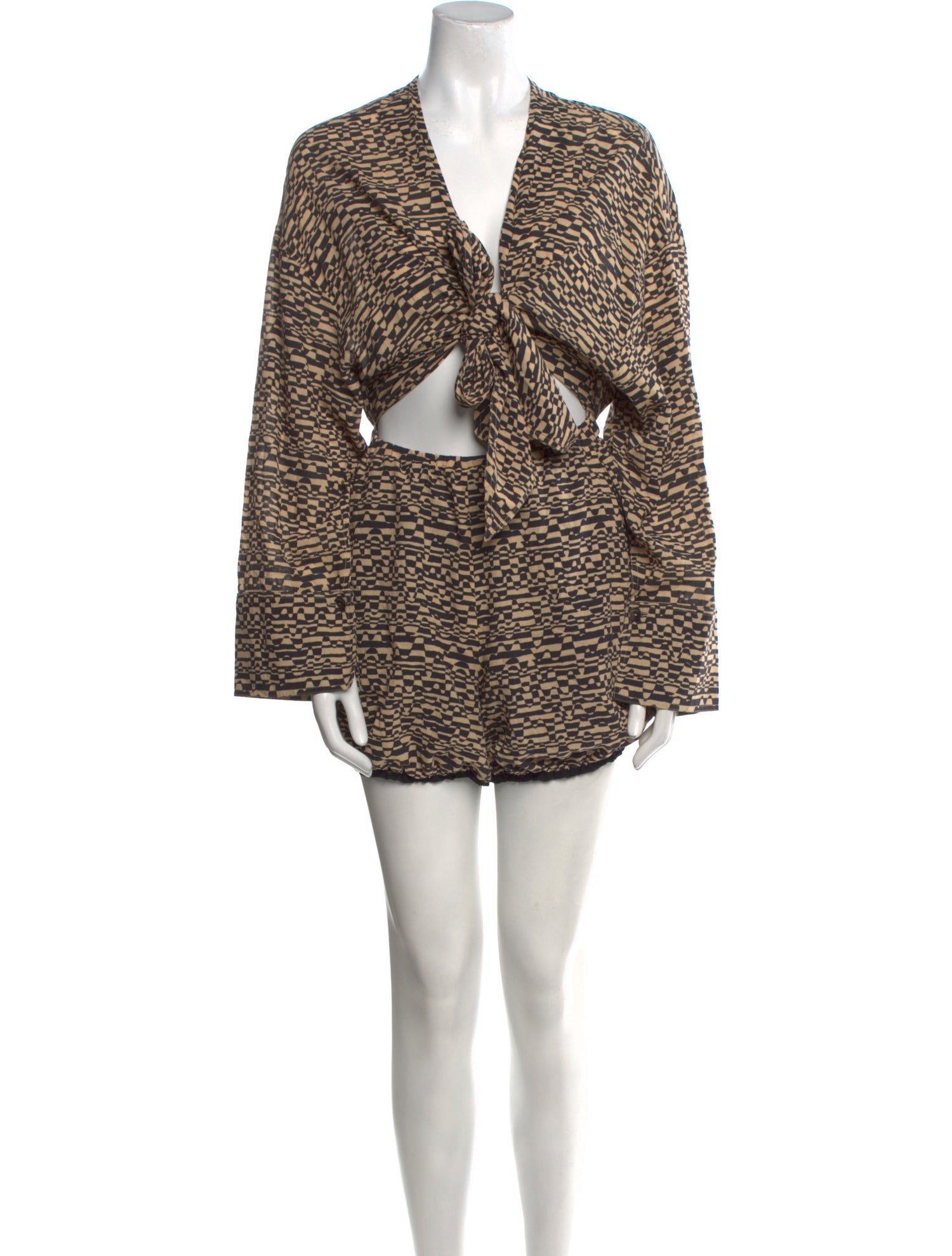 Nanushka Printed Plunge Neckline Romper