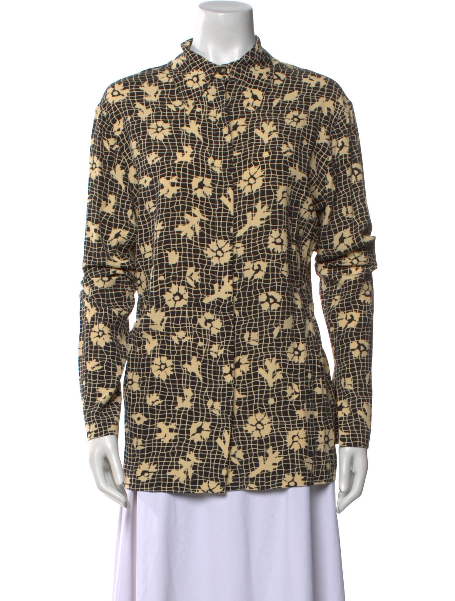 Nanushka Printed Mock Neck Button-Up Top