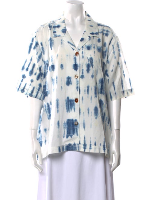 Nanushka Tie-Dye Print Short Sleeve Button-Up Top