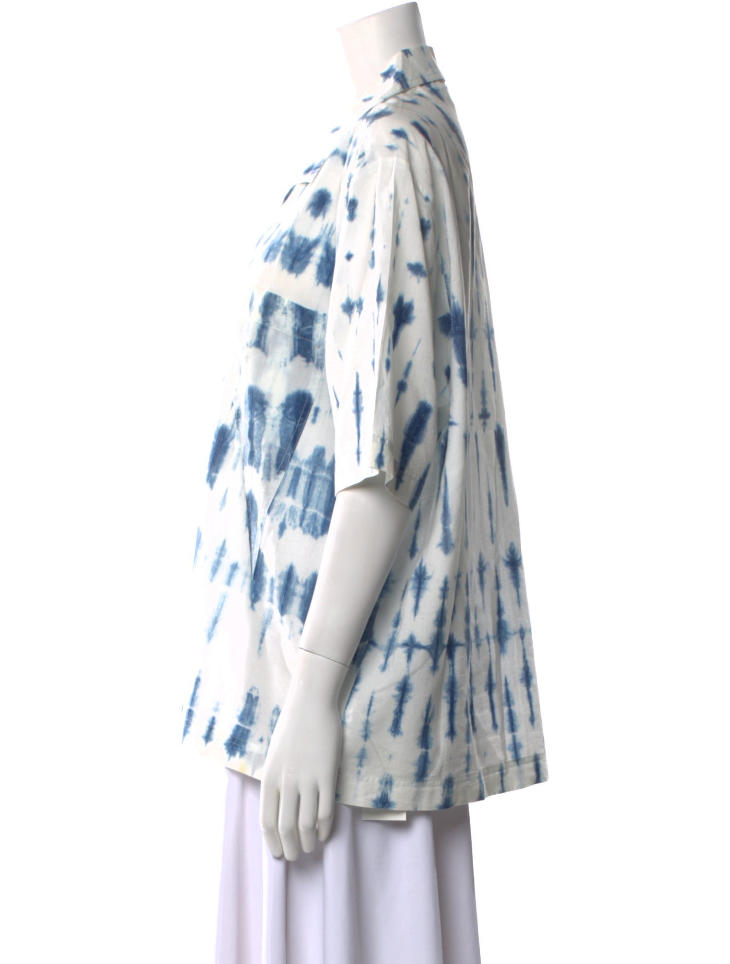 Nanushka Tie-Dye Print Short Sleeve Button-Up Top