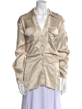 Nanushka V-Neck Long Sleeve Button-Up Top