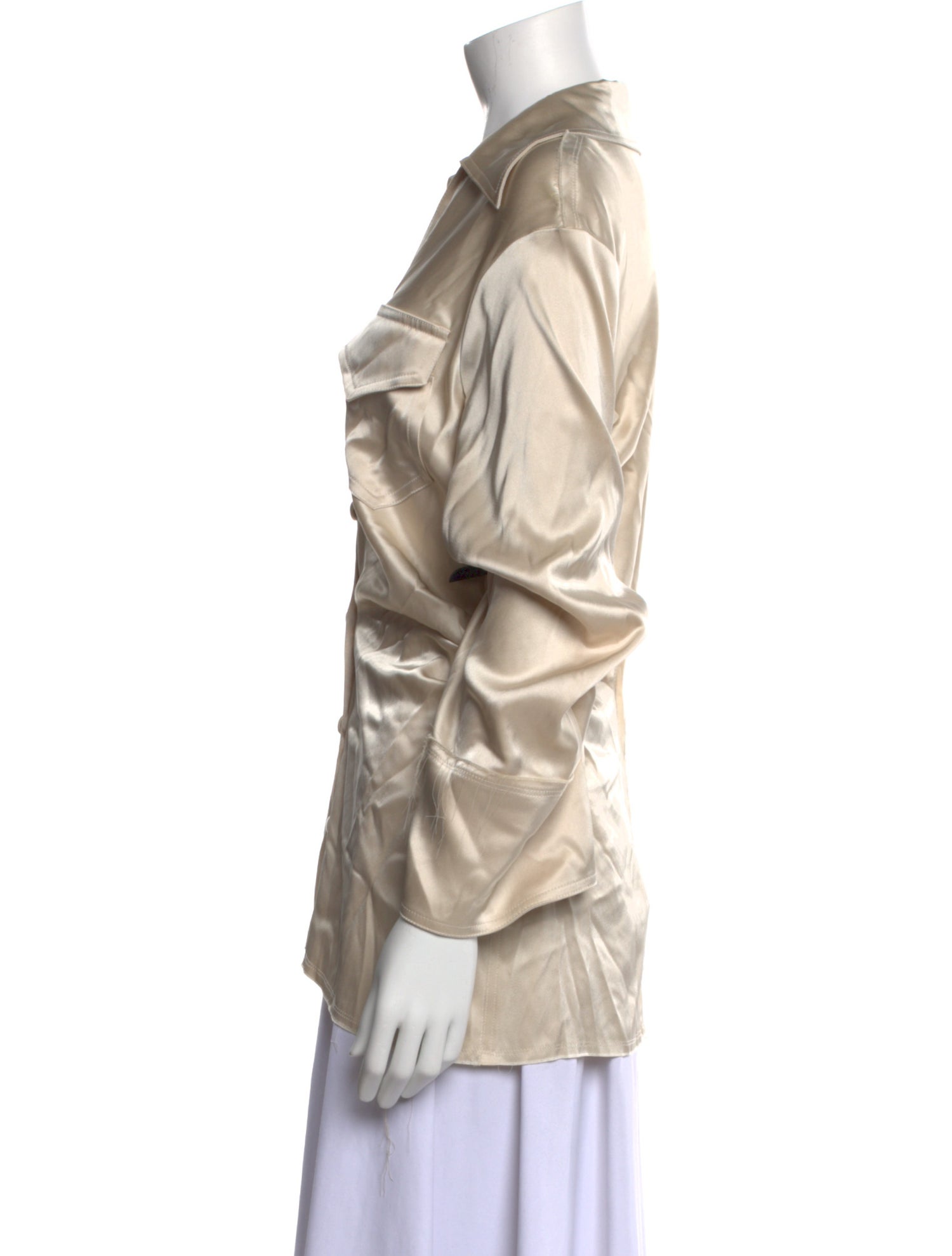 Nanushka V-Neck Long Sleeve Button-Up Top