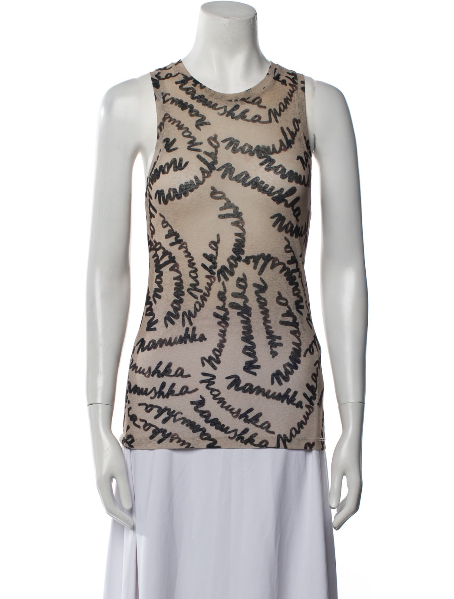 Nanushka Printed Scoop Neck Top