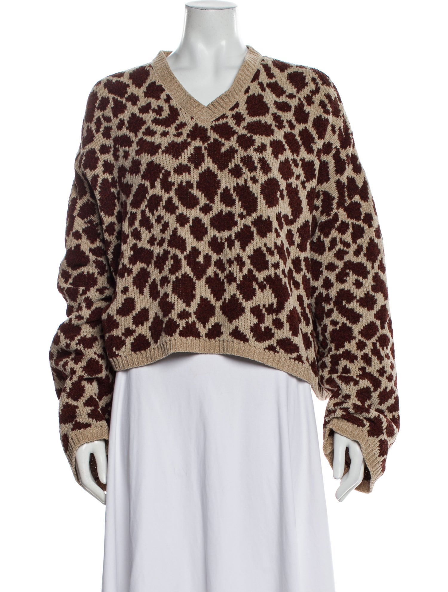 Nanushka Animal Print V-Neck Sweater