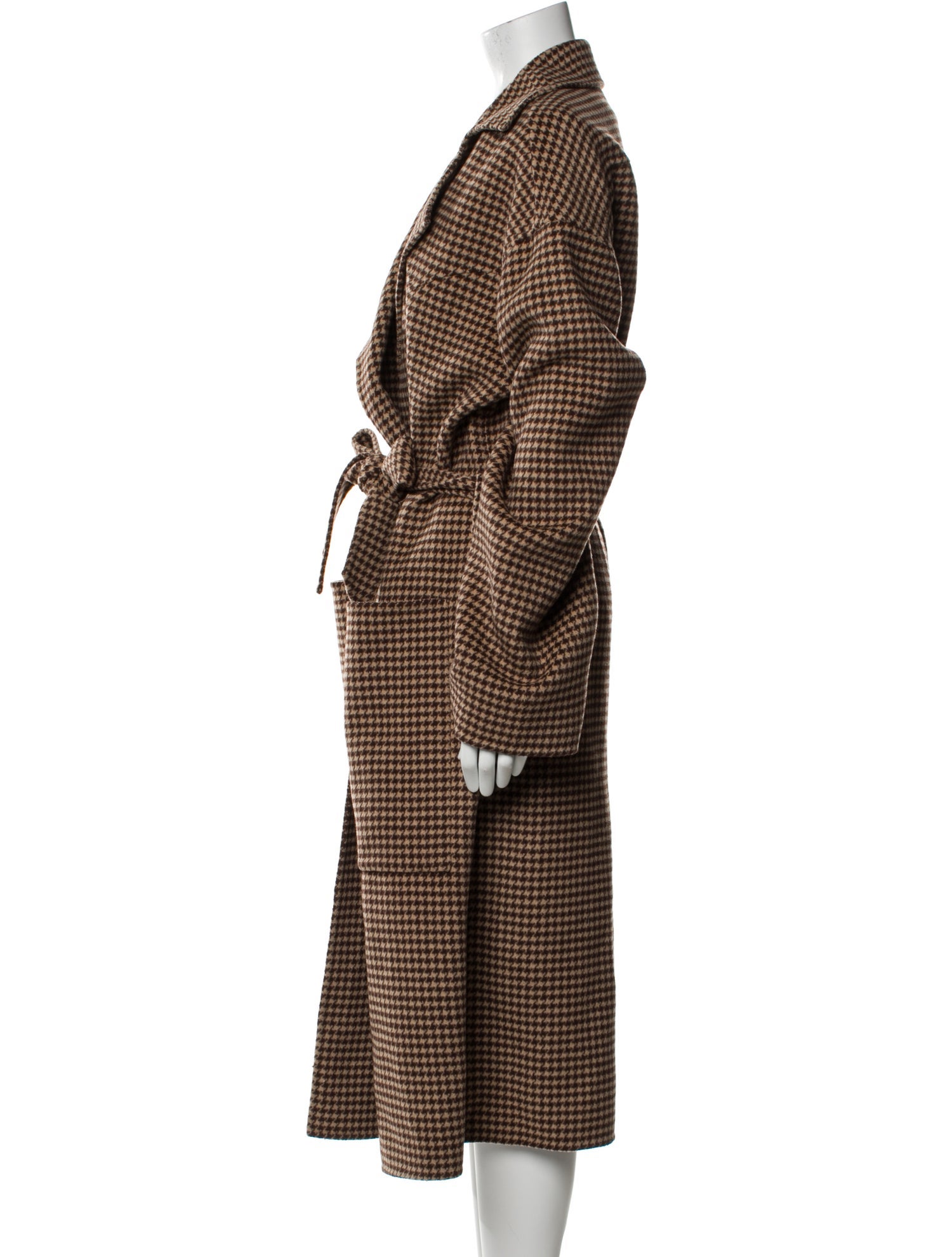 Nanushka Wool Houndstooth Print Trench Coat