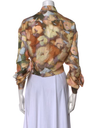 Nanushka Silk Floral Print Crop Top