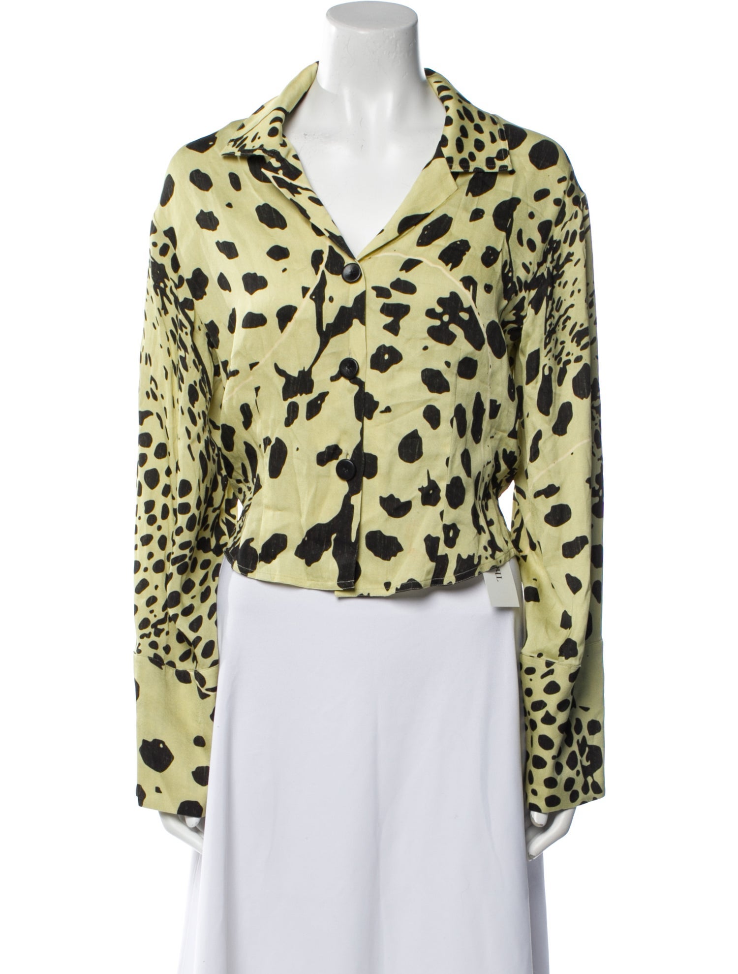 Nanushka Animal Print Long Sleeve Button-Up Top