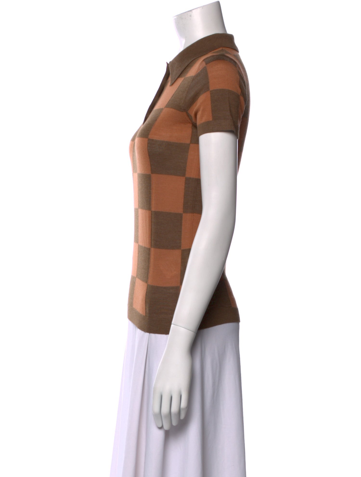 Nanushka Merino Wool Plaid Print Polo