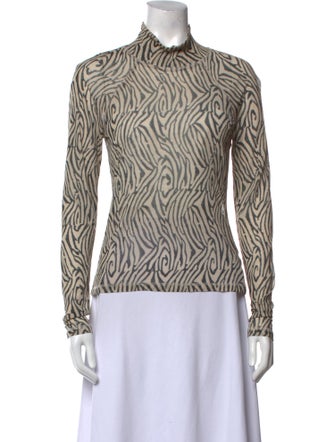 Nanushka Printed Mock Neck Button-Up Top