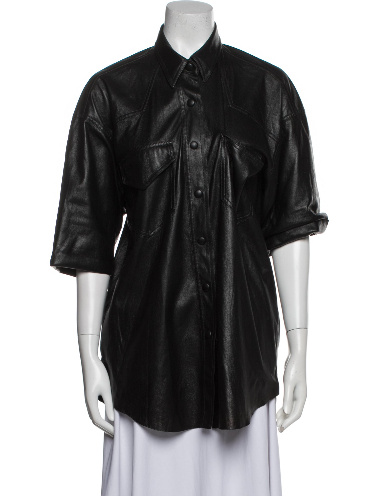 Nanushka Short Sleeve Button-Up Top