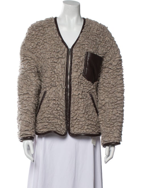 Nanushka Wool Printed Faux Fur Jacket
