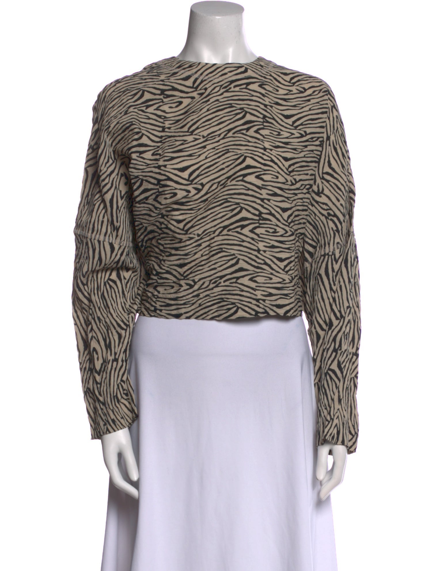 Nanushka Animal Print Scoop Neck Crop Top