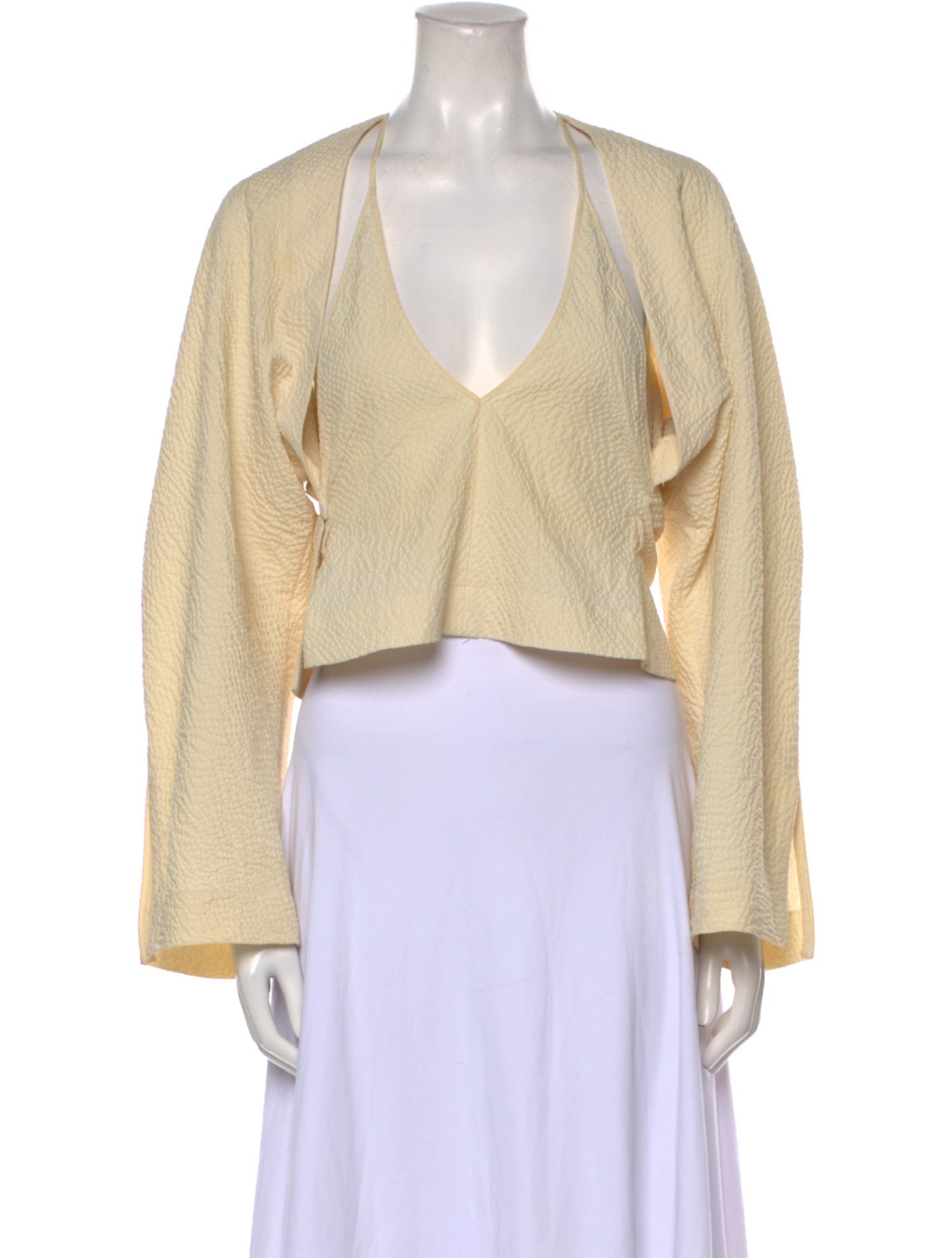 Nanushka V-Neck Long Sleeve Crop Top