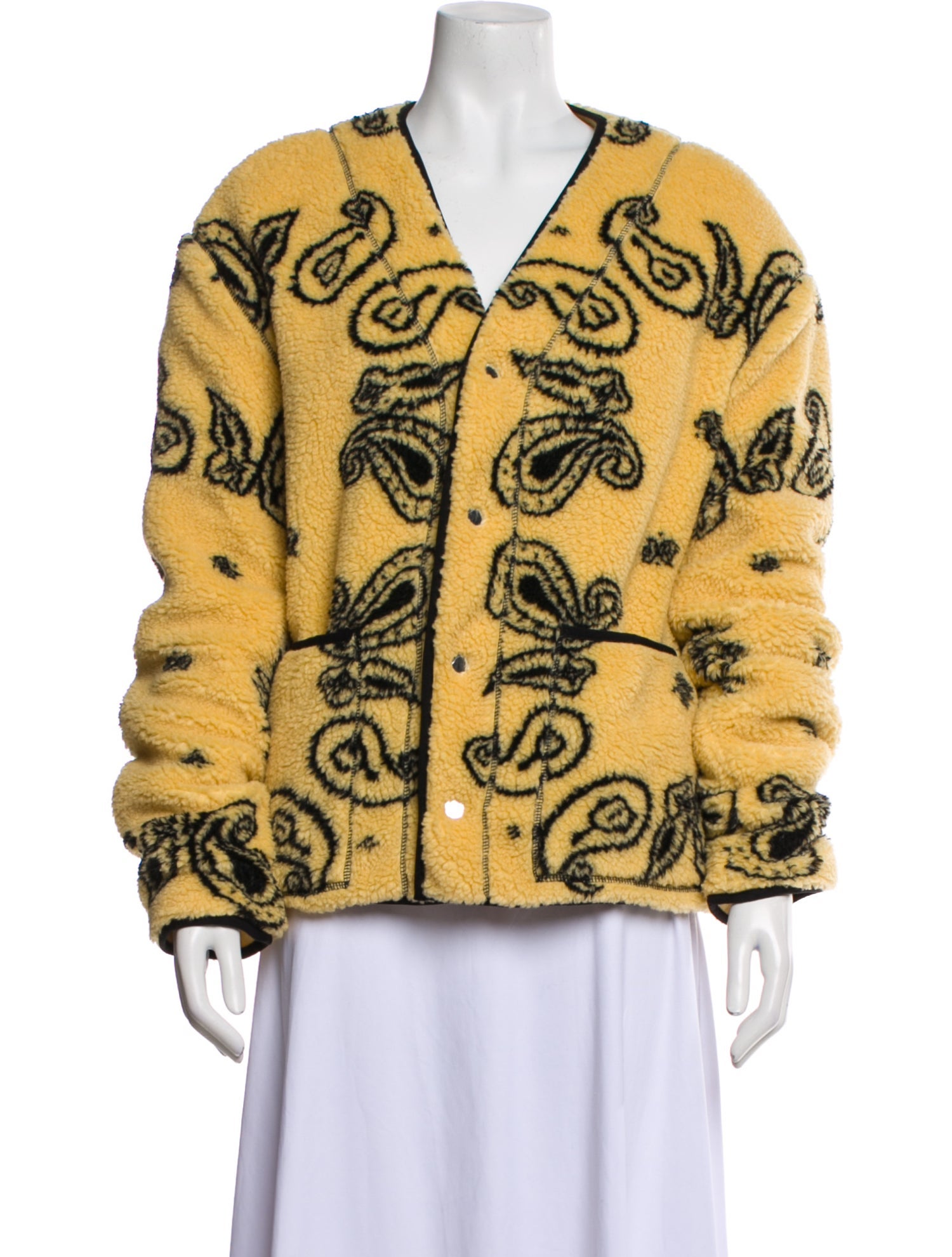 Nanushka Paisley Print Faux Fur Coat