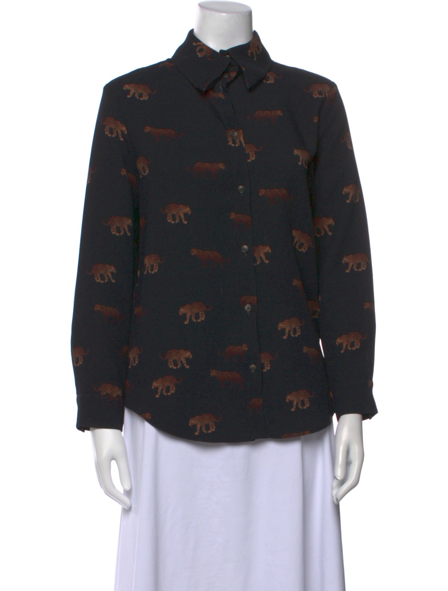 Nanushka Printed Long Sleeve Button-Up Top